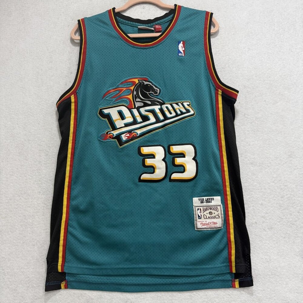 Detroit Pistons Jersey Mens XL Blue NBA Basketball Grant Hill Mitchell & Ness